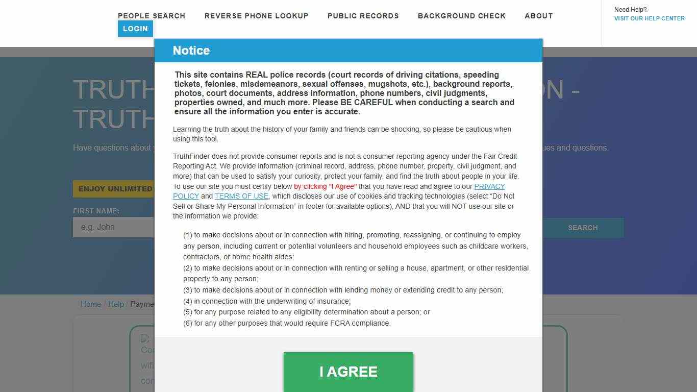 TruthFinder Payment Information - TruthFinder Help Center