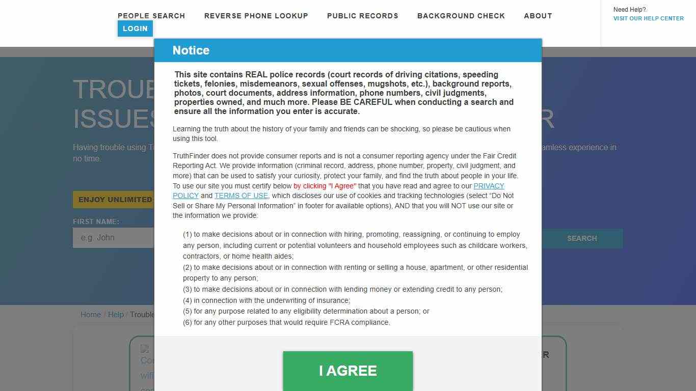 Troubleshooting TruthFinder Issues - TruthFinder Help Center